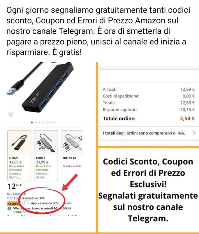 Iscrivetevi GRATIS al nuovo canale TELEGRAM 💰 OFFERTE  dal 70%