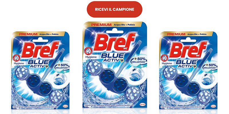 campione omaggio Bref Blue Activ+ per il WC