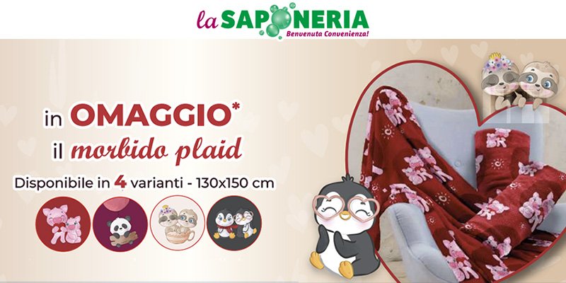 plaid omaggio La Saponeria San Valentino 2024