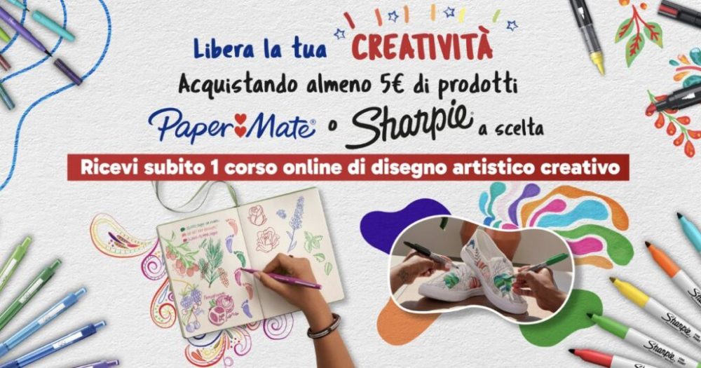 Banner promozionale PaperMate e Sharpie